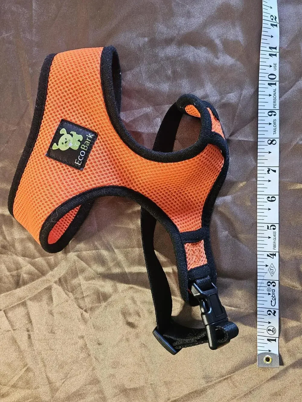 EcoBark Orange Mesh Dog Harness with Black Trim